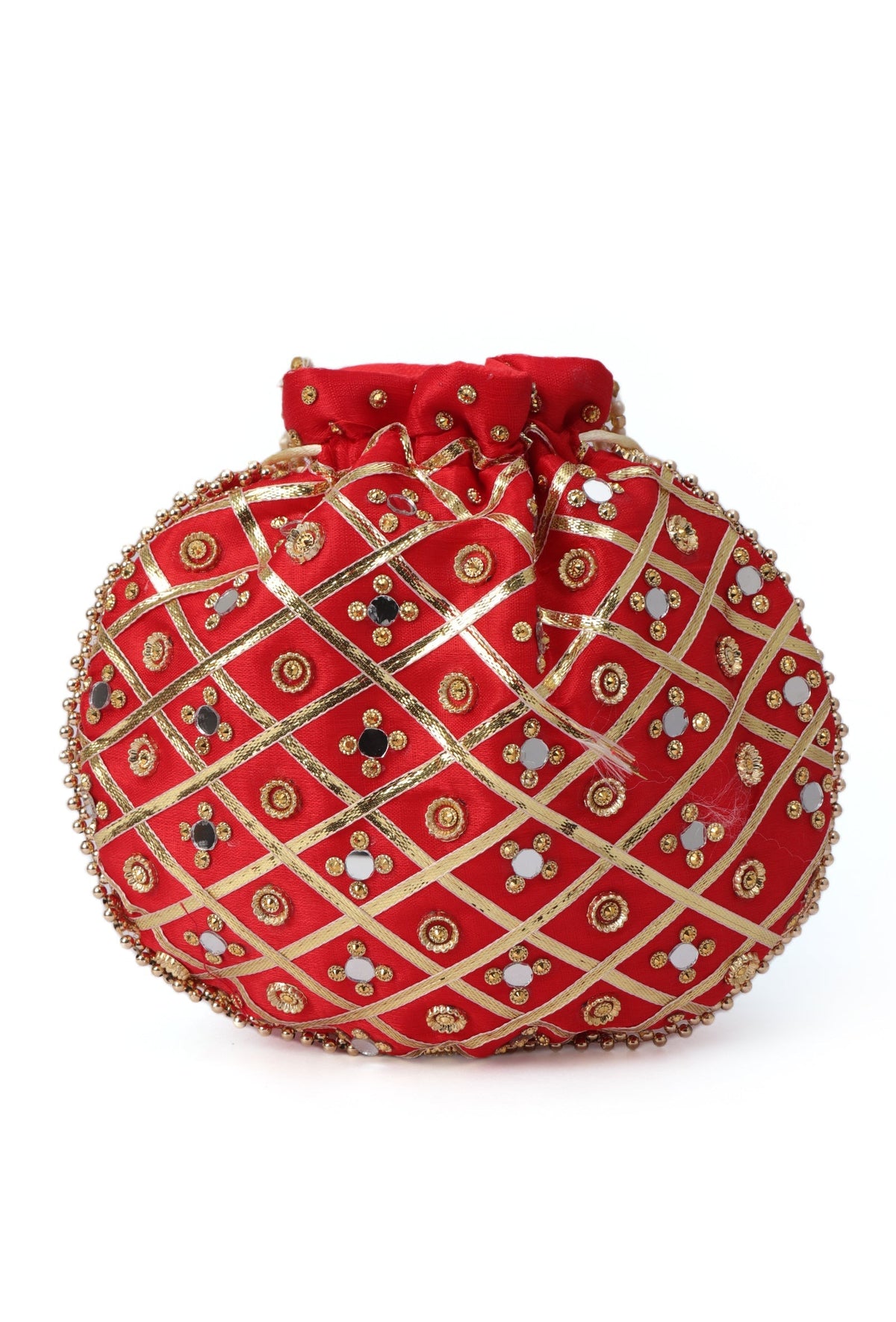 Luminous Red Potli with Gota Work