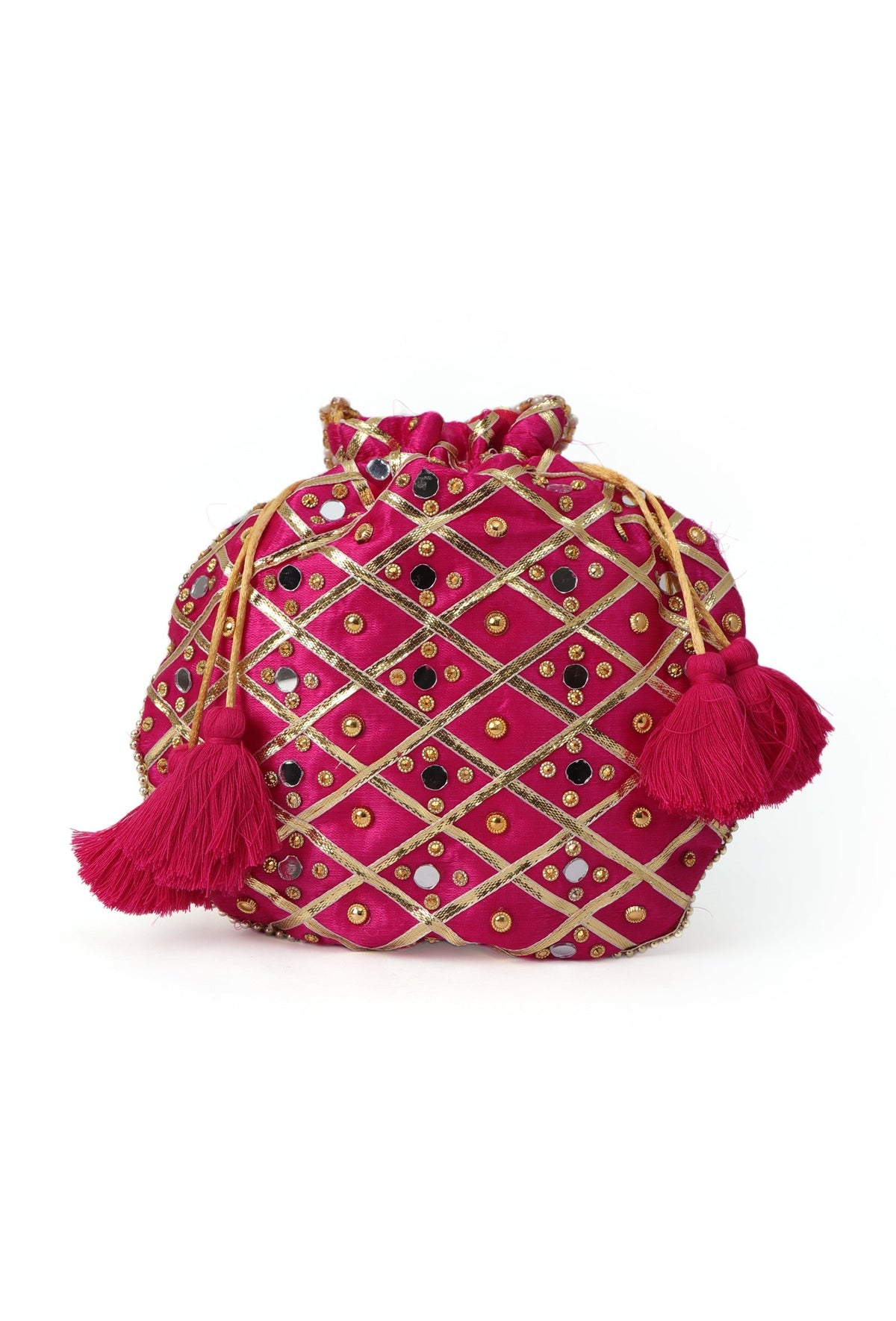 Vibrant Pink Charm Potli with Glass Stone