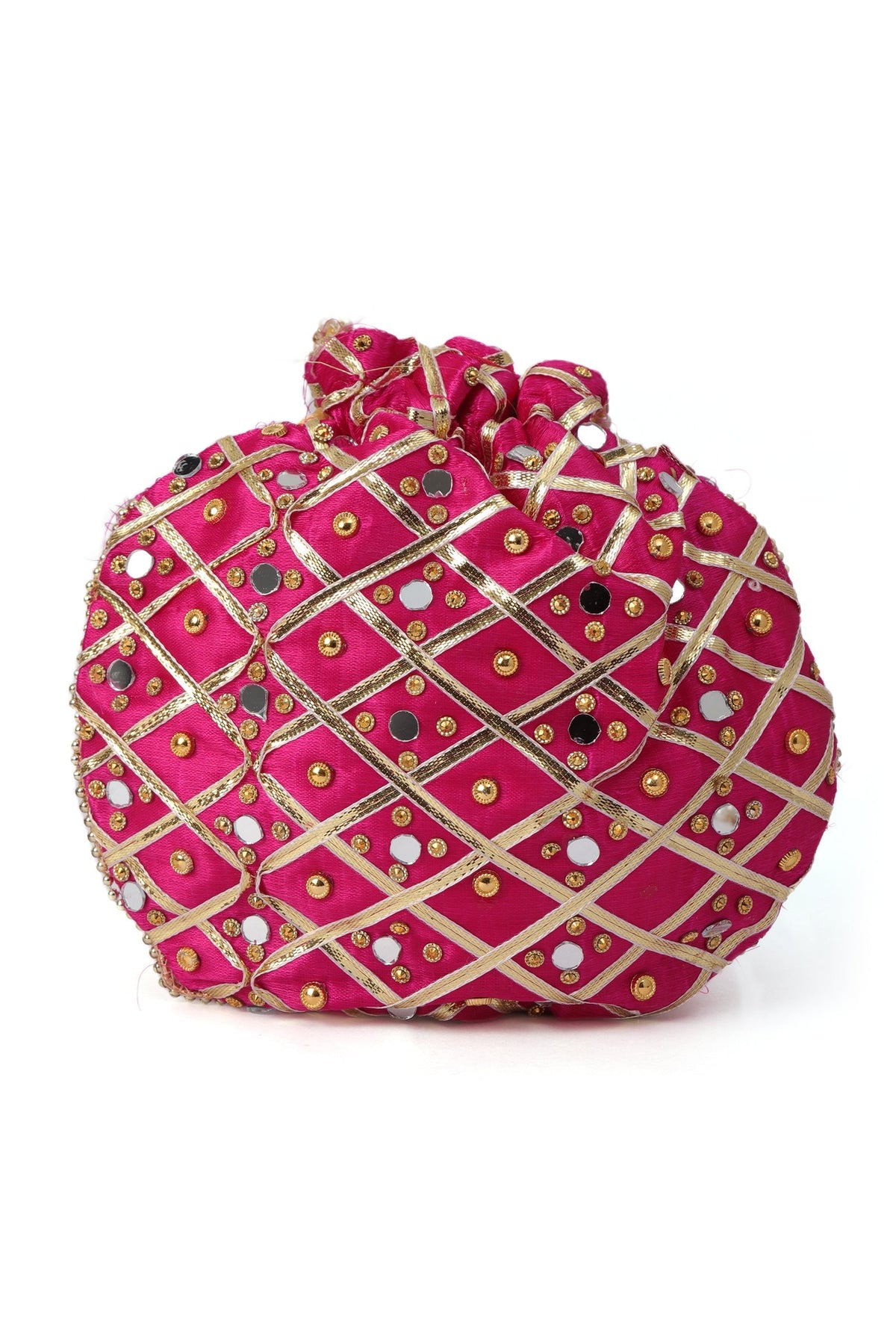 Vibrant Pink Charm Potli with Glass Stone