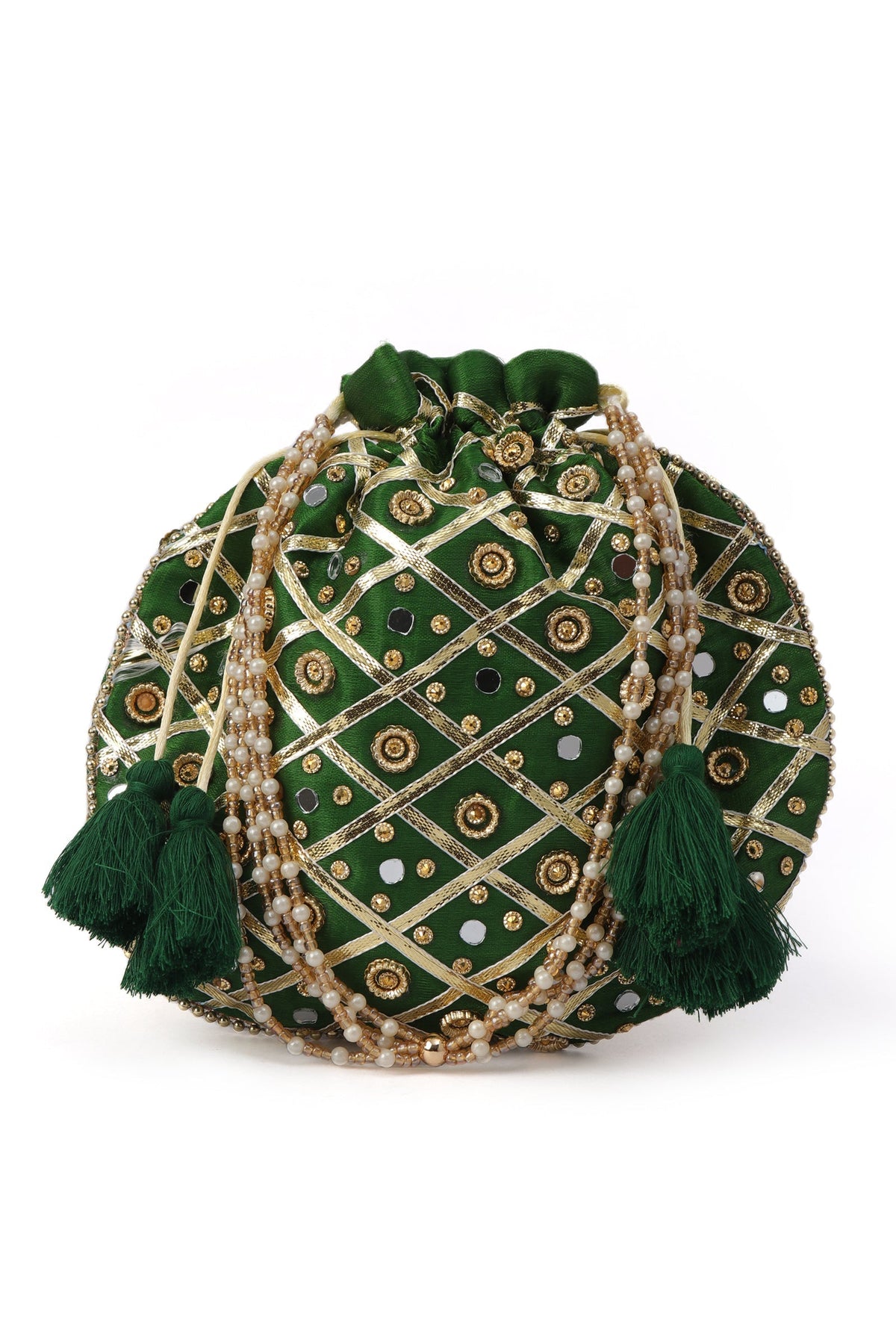 Serene Forest Green Potli with Gota Work