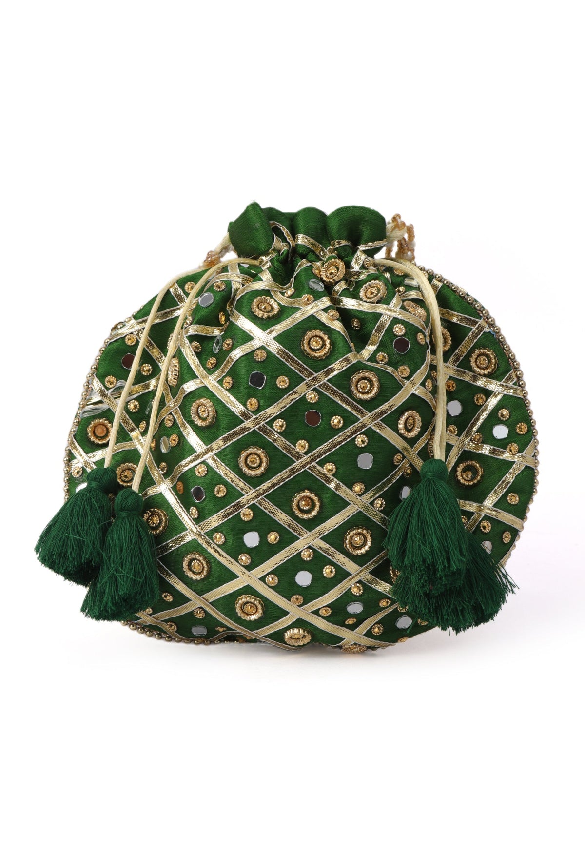 Serene Forest Green Potli with Gota Work