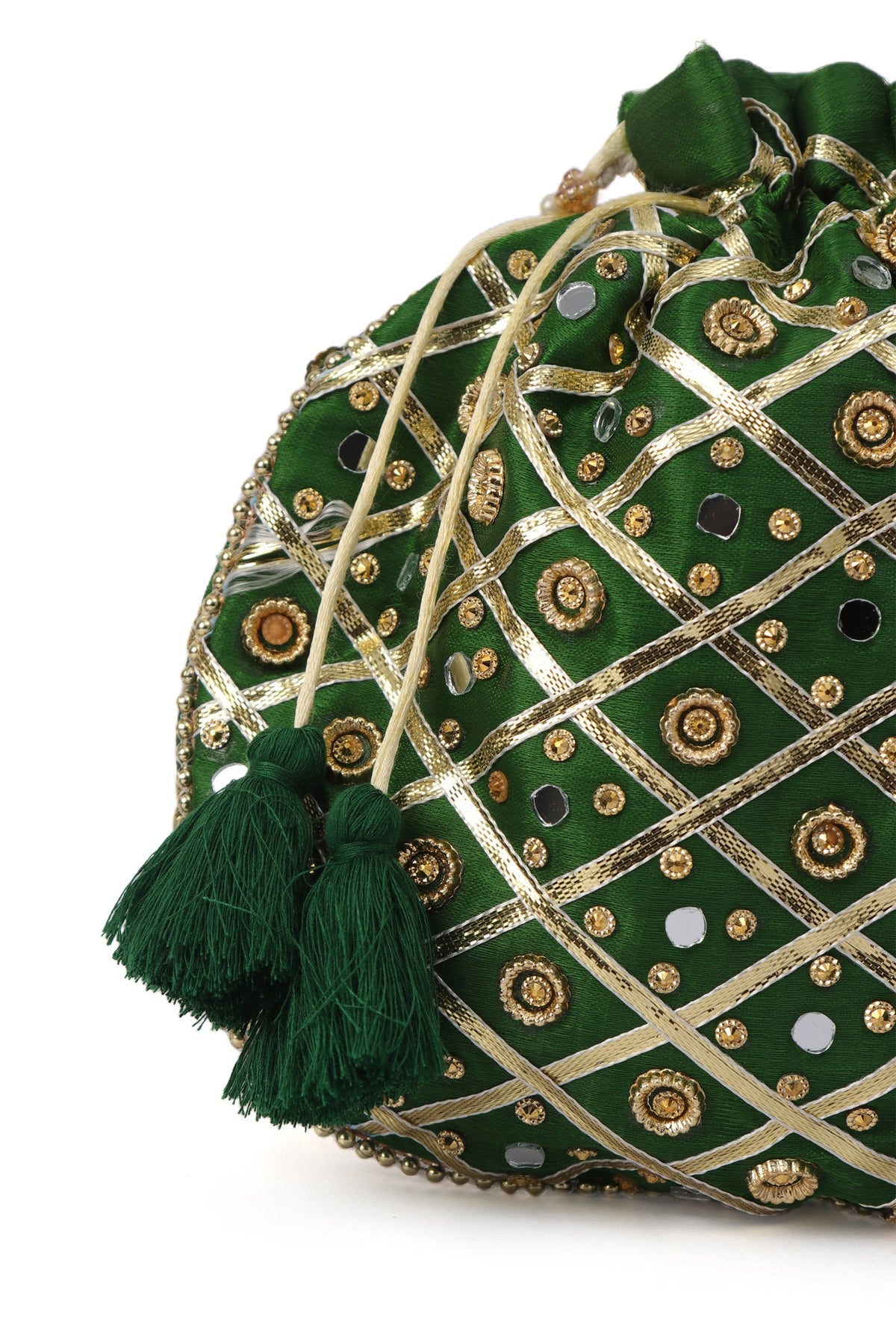 Serene Forest Green Potli with Gota Work