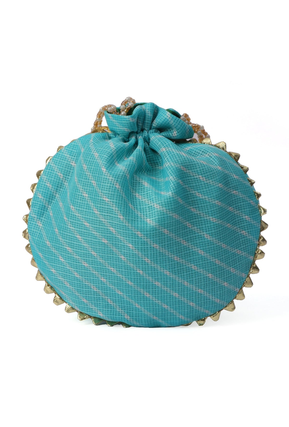 Radiant Sky Blue Potli with Gotapatti Detail