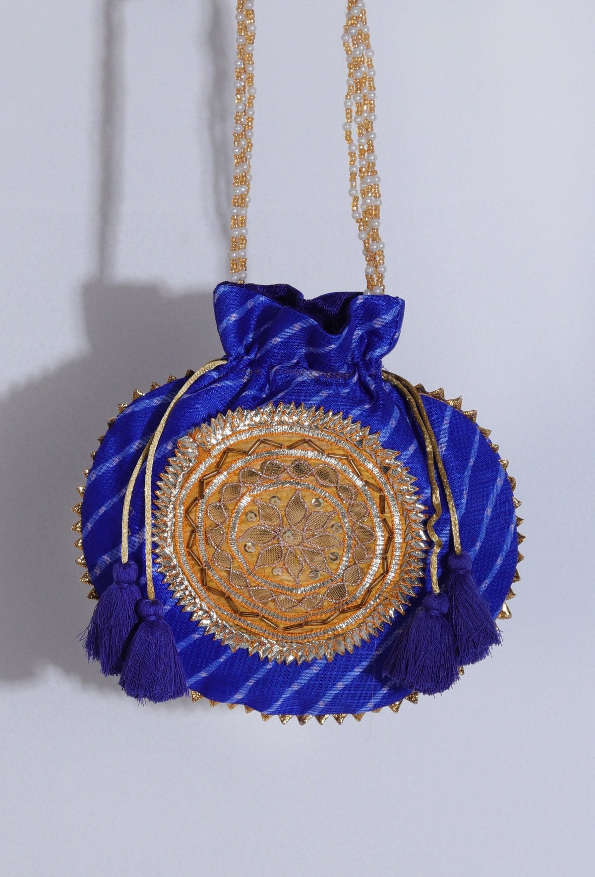 Refined Royal Blue Gotapatti Patchwork Potli