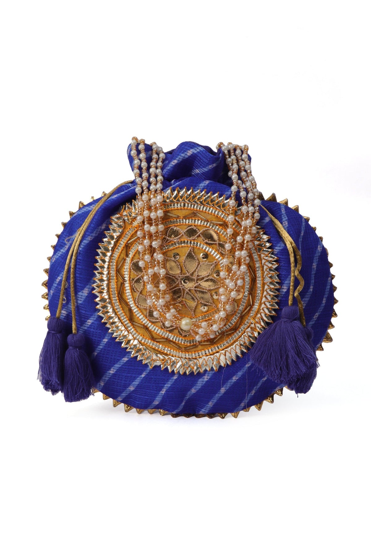 Refined Royal Blue Gotapatti Patchwork Potli