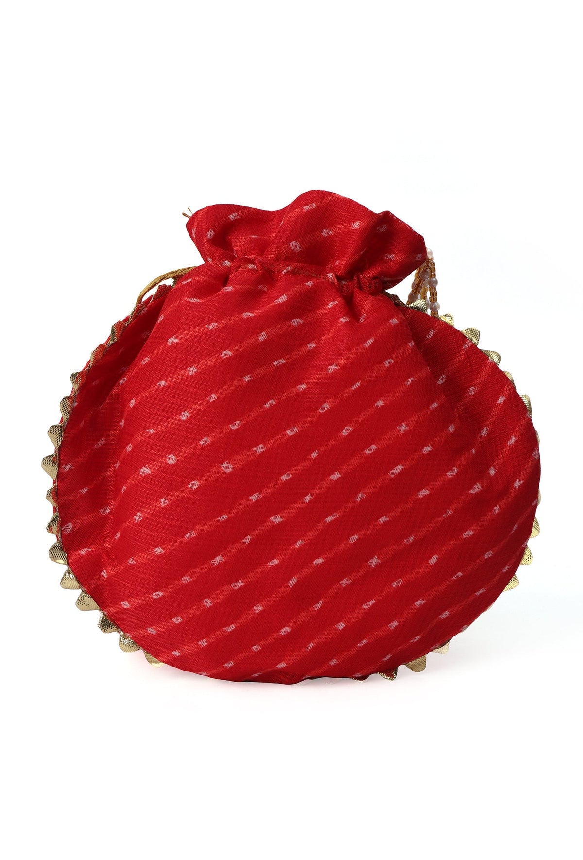 Crimson Red Gotapatti Potli with Tassels
