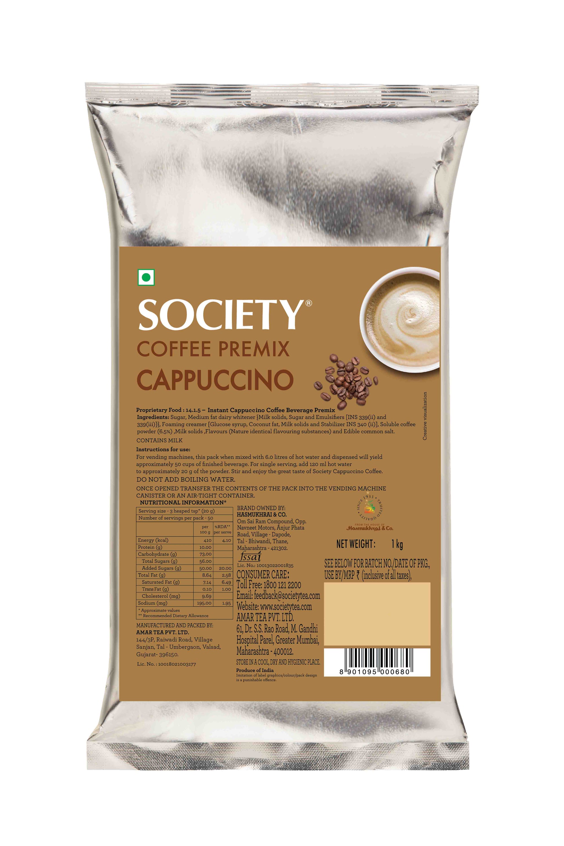 Society Cappuccino Premix Pouch 1 kg