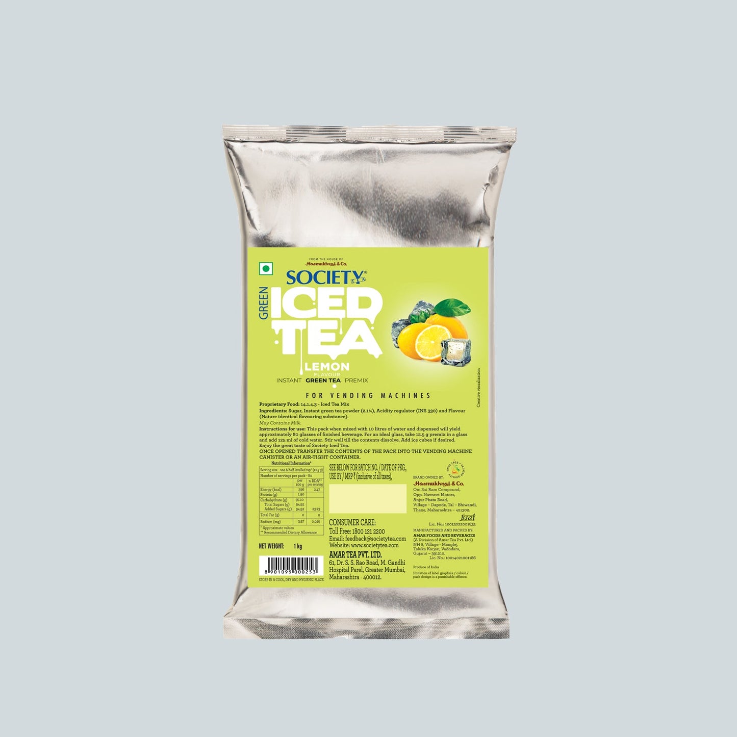 Society Iced Tea Lemon Green Tea Premix Pouch 1 kg