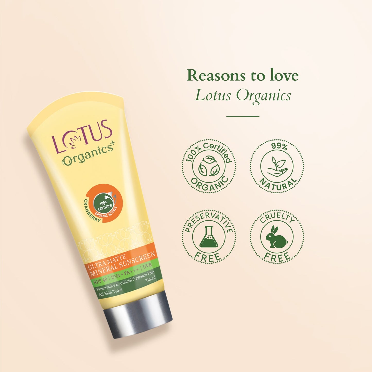 Organics+ Ultra Matte Mineral Sunscreen SPF 40 PA+++ 