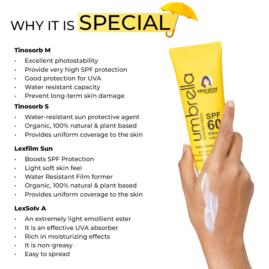 Umbrella Sunscreen Advanced Protection Kit SPF 60 Solution + SPF 50 Powder for Ultimate Sun Defence & Matte Finish 150ml