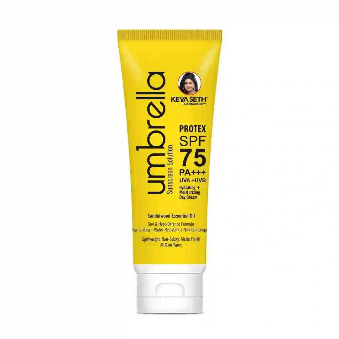 Umbrella Sunscreen Solution Protex SPF 75 Broad Spectrum Protection, Hydrating, No White Cast, Lightweight Matte Finish with Sandalwood Oil 18g x 3