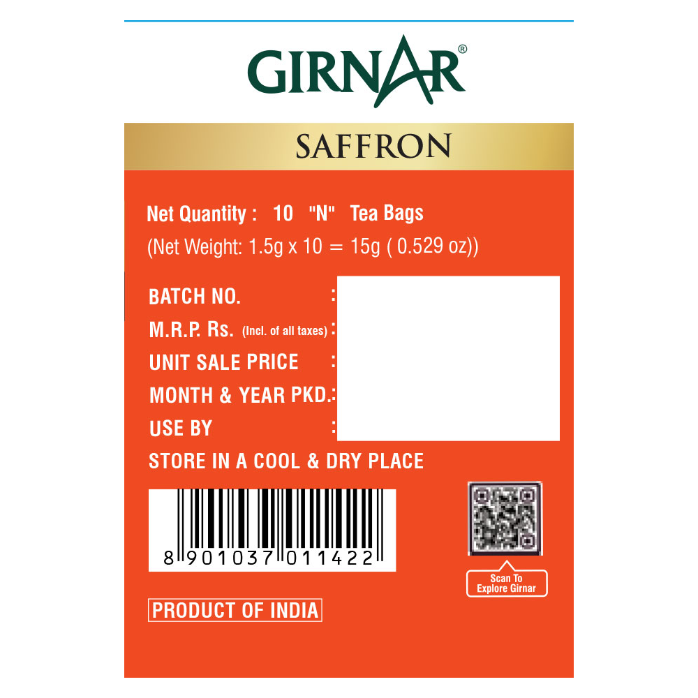 Black Tea Bags - Saffron 10 Tea Bags