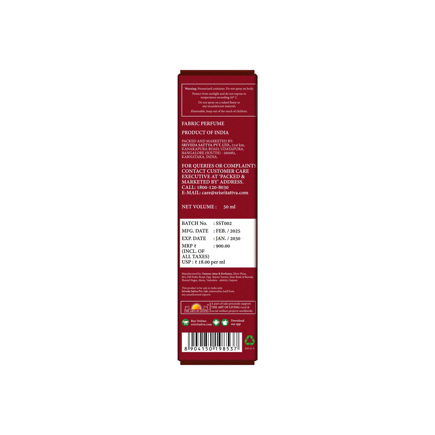 Saffron Sandal Fabric Perfume | 50 ml 50ml