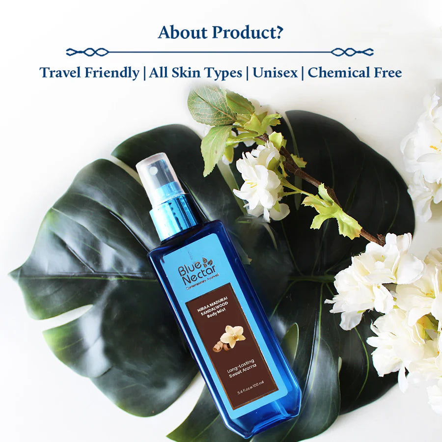 Niraa Madurai Sandalwood Body Mist for Long Lasting Freshness 140g