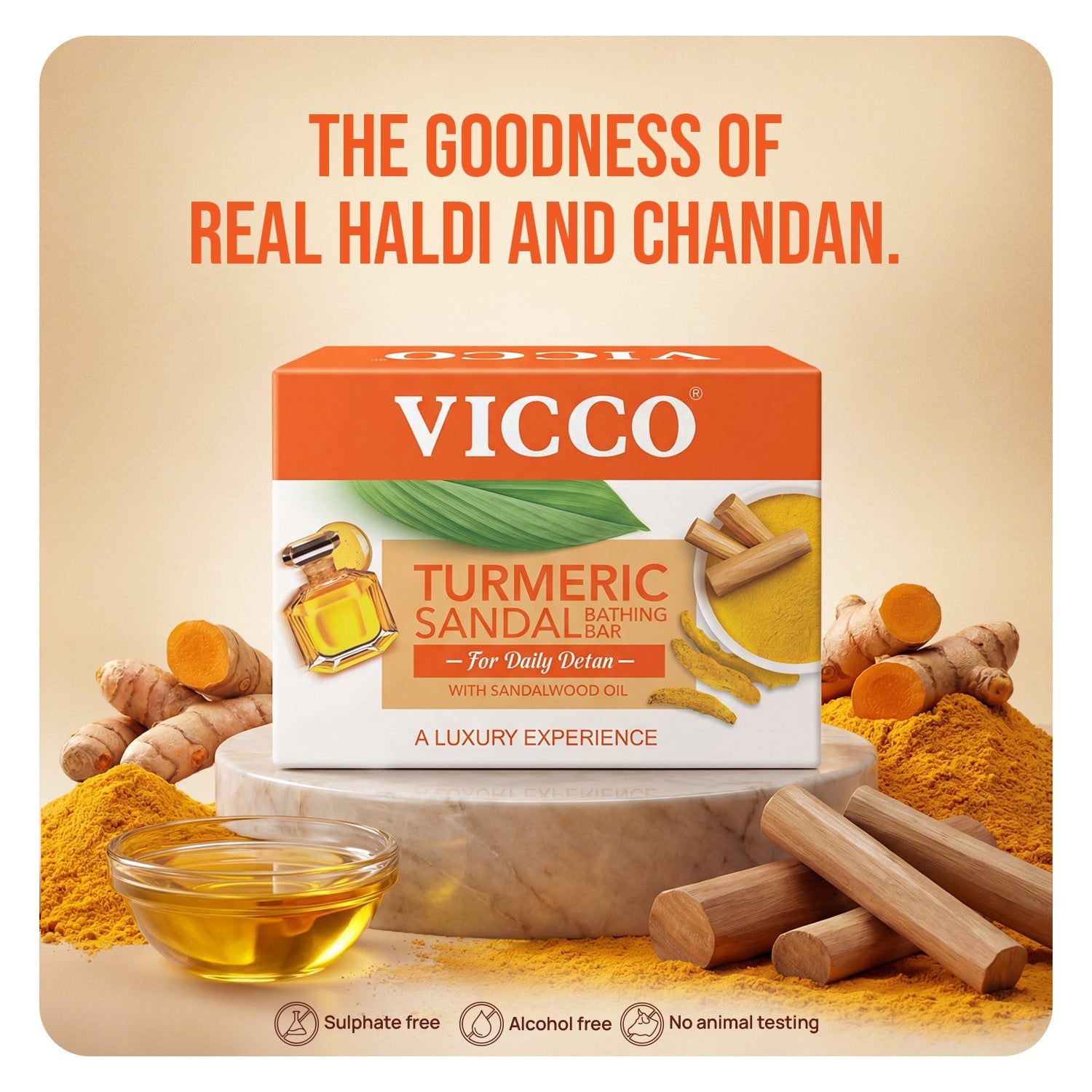 【Vicco】 Turmeric Sandal Bathing Bar｜ターメリック サンダル バスソープ｜100g