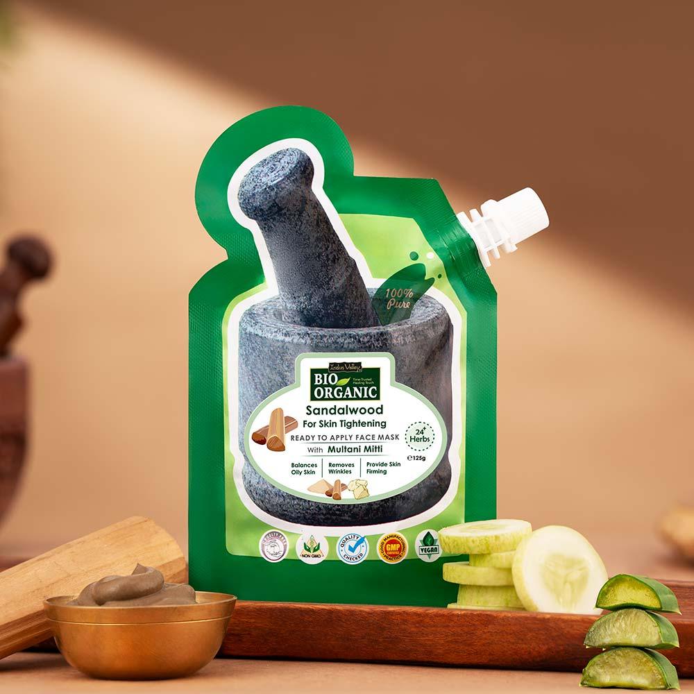 Ready-to-Apply Skin Tightening & Hydrating Face Pack With Sandalwood, Multani Mitti, Cucumber & Aloe vera - 150gm 150g