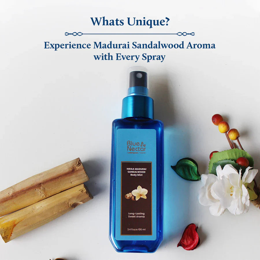 Niraa Madurai Sandalwood Body Mist for Long Lasting Freshness 140g