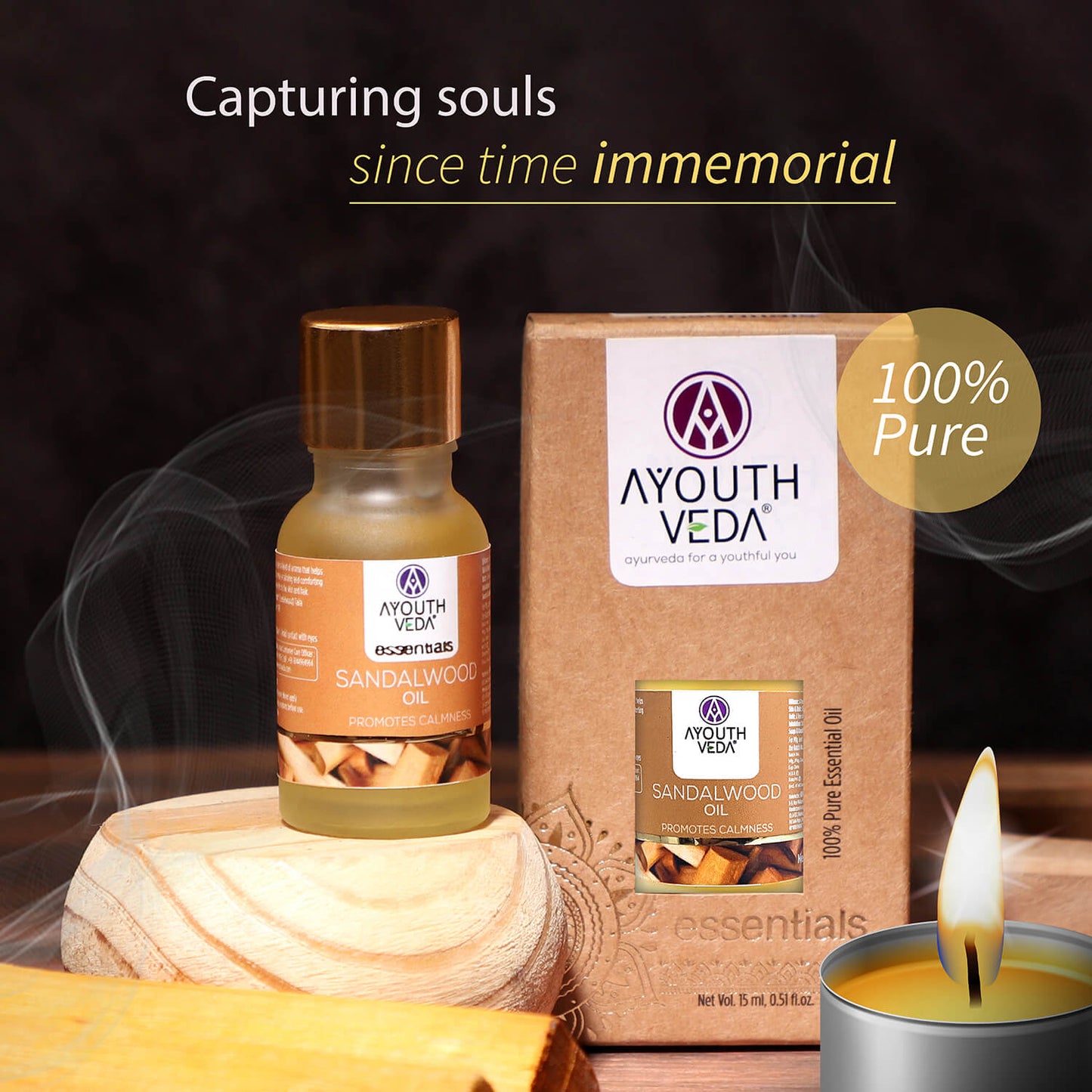 100% Pure Sandalwood Essential Oil | Therapeutic-Grade Calming Aroma | Promotes Relaxation, Mental Clarity & Inner Peace | Ideal for Diffusion & Aromatherapy | 15 ml 15ml