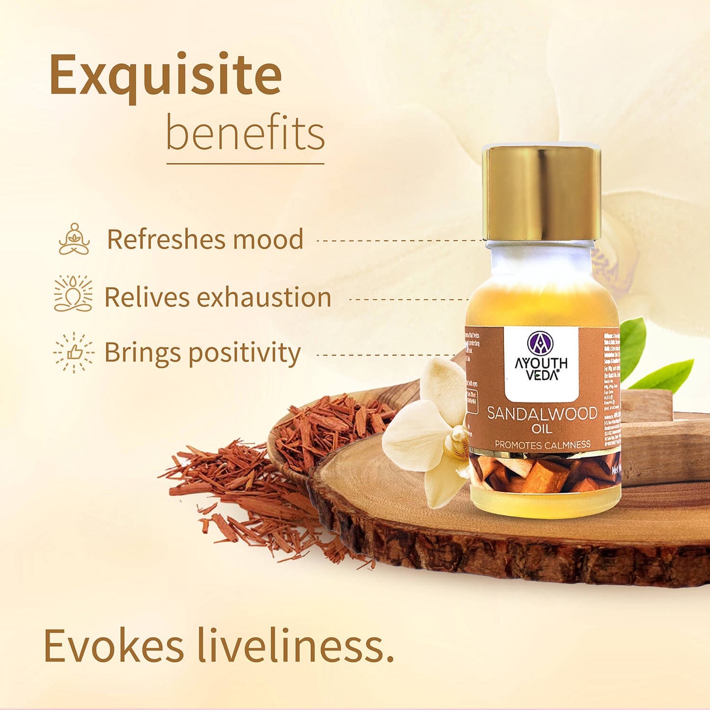 100% Pure Sandalwood Essential Oil | Therapeutic-Grade Calming Aroma | Promotes Relaxation, Mental Clarity & Inner Peace | Ideal for Diffusion & Aromatherapy | 15 ml 15ml