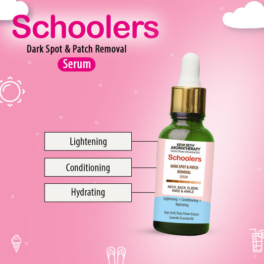 Schoolers Dark Spot & Patch Removal Serum for Neck, Back, Elbow, Knee, Ankle Lightening, Conditioning, Hydrating with Kojic Acid, Lavender Oil 30g