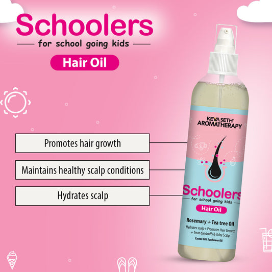 Schoolers Hair Oil for school-going Kids Girl & Boy with Rosemary & Tea Tree Oil –Strengthens & Promotes Hair Growth & Nourishes Hair Follicles 200ml