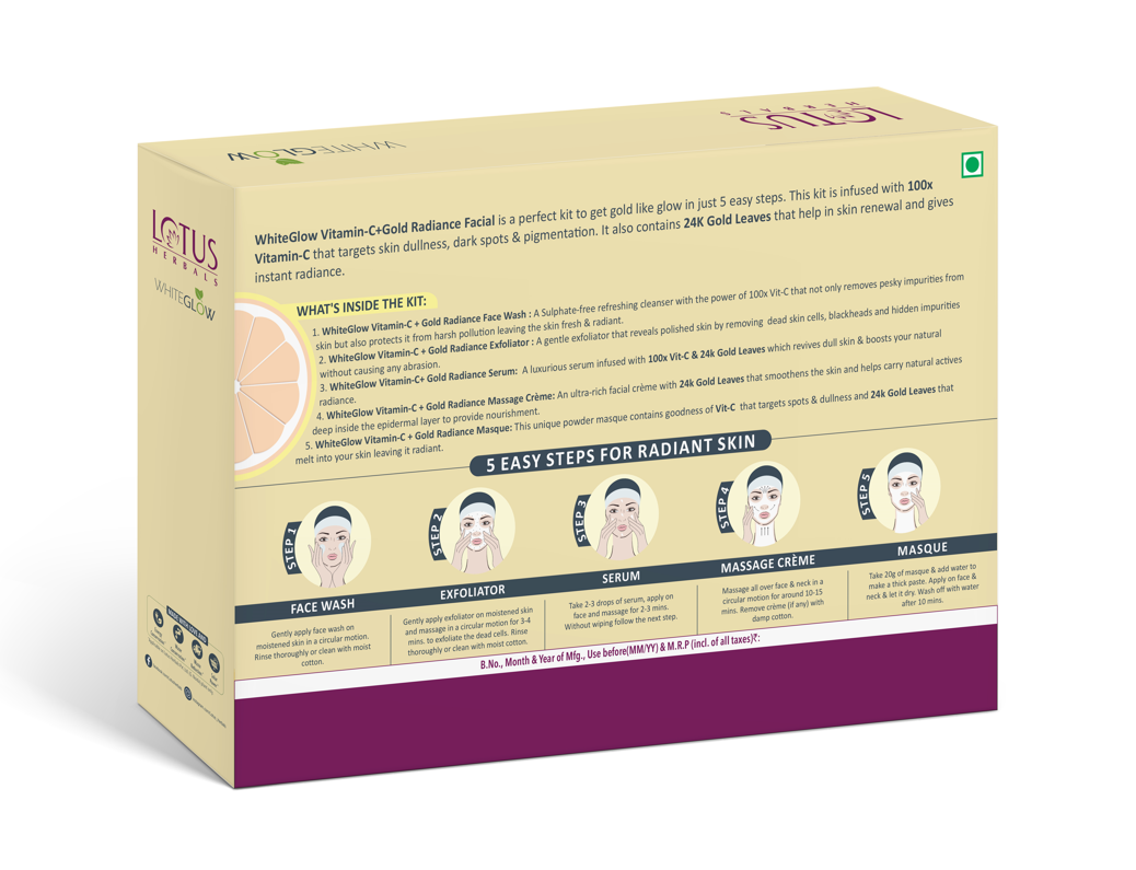 WhiteGlow Vitamin C + Gold Radiance Facial Kit(4 in 1) 228g