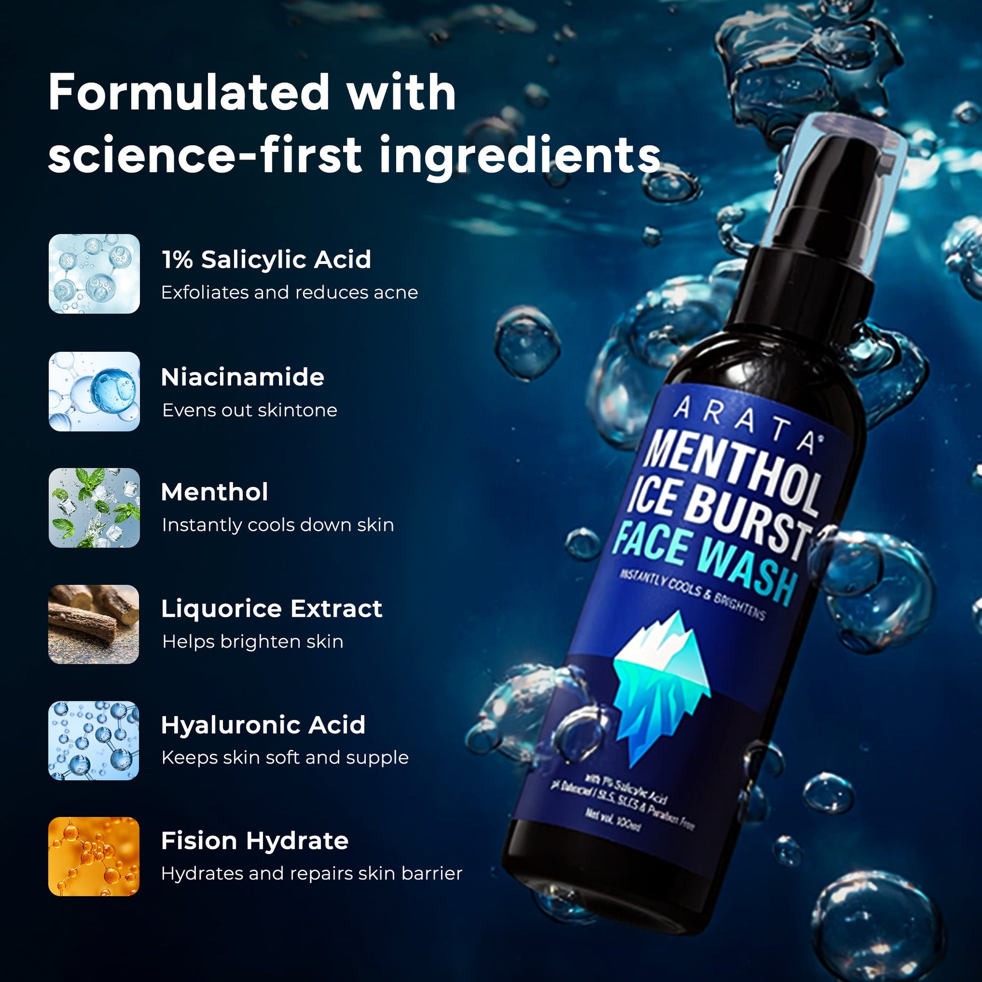 Menthol Ice Burst Face Wash 100ML (Pack of 3) 100ML