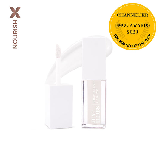 【Just Herbs】 Serum-infused Lip Gloss with Mango Butter and Jojoba Oil 01 Shiny Crystal