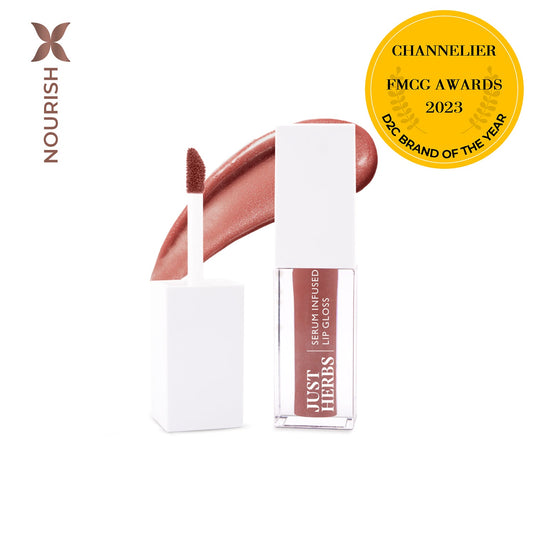 【Just Herbs】 Serum-infused Lip Gloss with Mango Butter and Jojoba Oil 04 Glimmering Cocoa