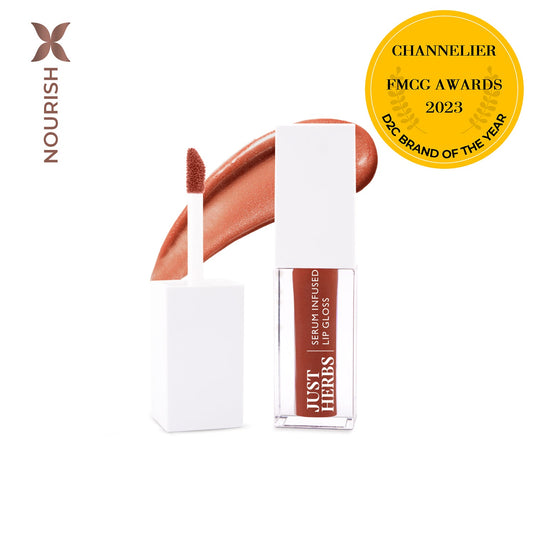 【Just Herbs】 Serum-infused Lip Gloss with Mango Butter and Jojoba Oil 05 Peachy Glow