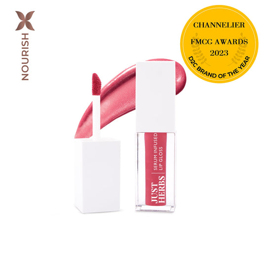 【Just Herbs】 Serum-infused Lip Gloss with Mango Butter and Jojoba Oil 06 Peony Pearl