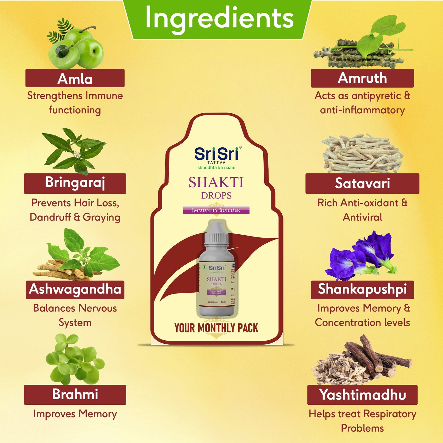 Shakti Drops - Ayurvedic Immunity Booster For All | Best For Strength & Stamina, Relief From Cold & Sore Throat | Monthly Pack | 30 ml 30ml