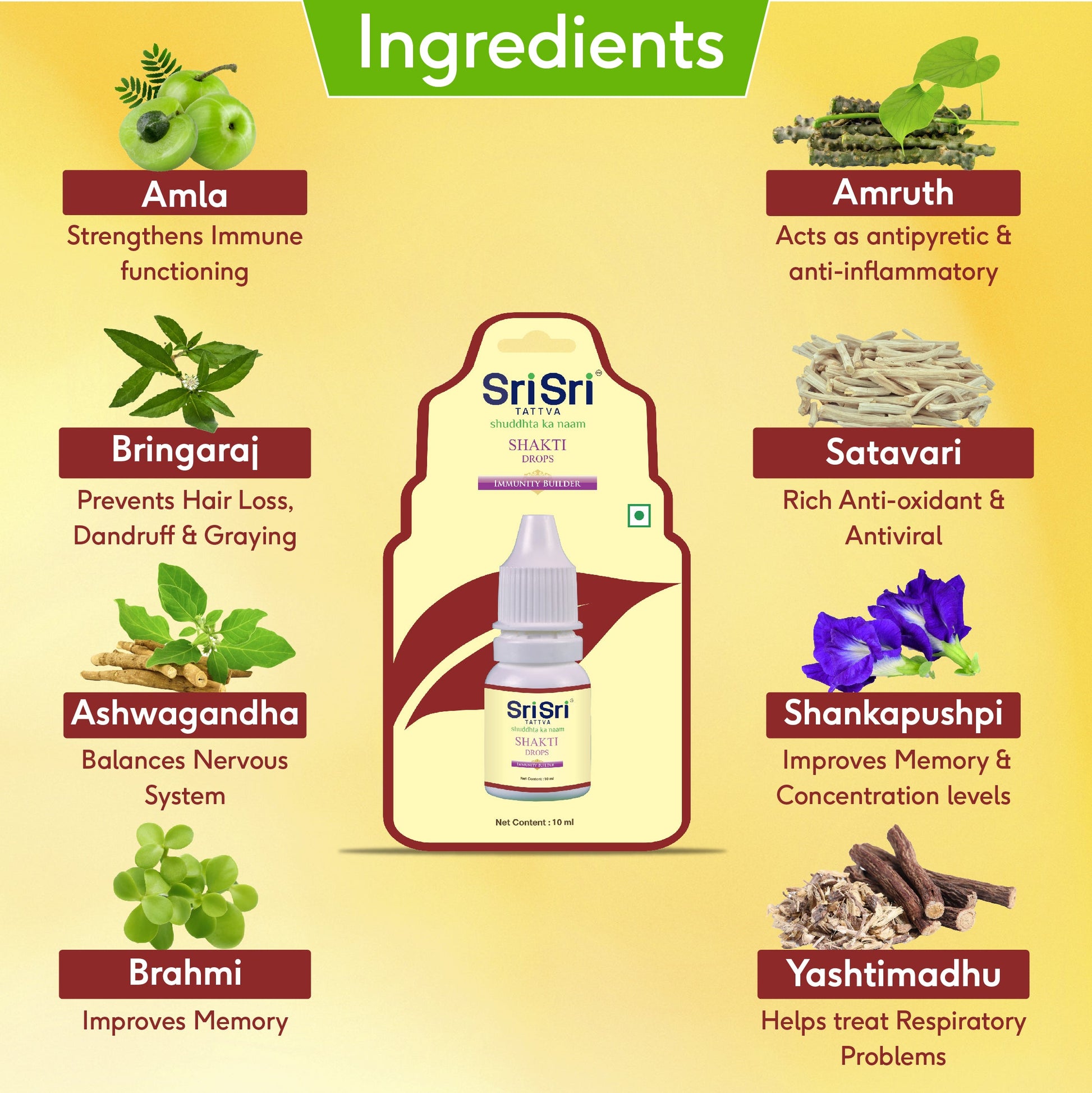 Shakti Drops - Ayurvedic Immunity Booster For All | Best For Strength & Stamina, Relief From Cold & Sore Throat | 10 ml 10ml