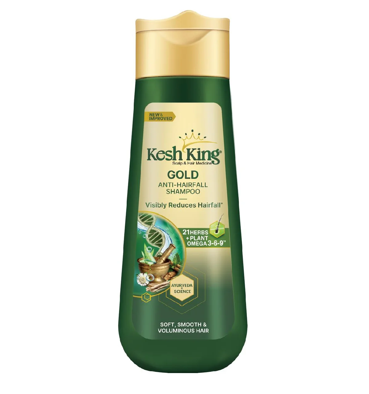 Kesh King Gold Anti Hairfall Shampoo with Plant Omega 3-6-9, For Soft, Smooth & Voluminous Hair  (340 ml)