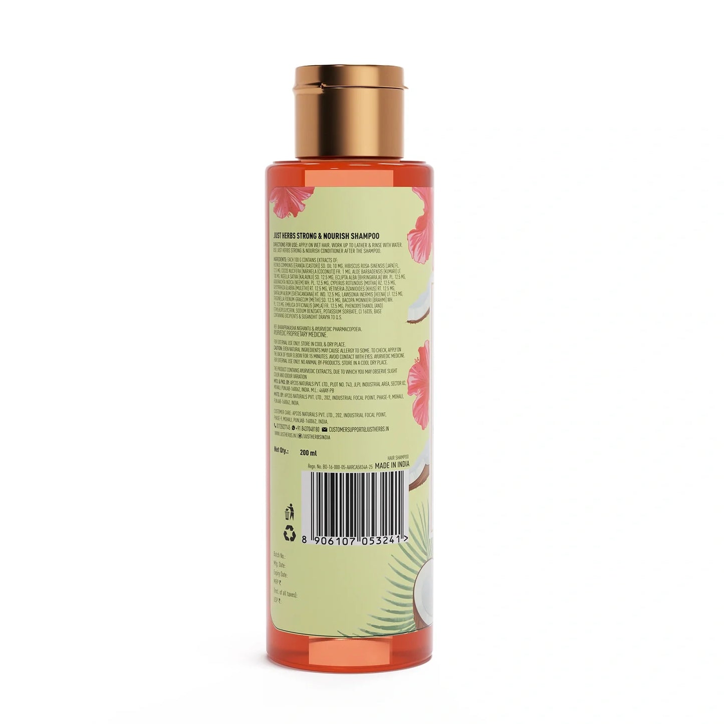 Strong & Nourish Shampoo | Coconut, Hibiscus, Castor & 11 Herbs 200ml
