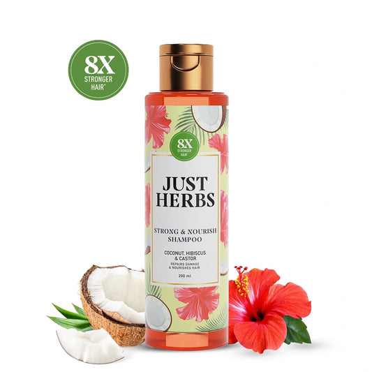 【Just Herbs】 Strong & Nourish Shampoo | Coconut, Hibiscus, Castor & 11 Herbs｜ストロング＆ナリッシュ シャンプー ココナッツ・ハイビスカス・キャスター＆11ハーブ｜200ml