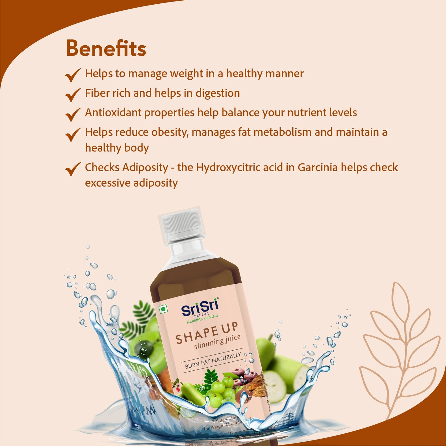 Shape Up Slimming Juice - Burn Fat Naturally | 7 Potent Herbs For Weight Management | 1 L 1L