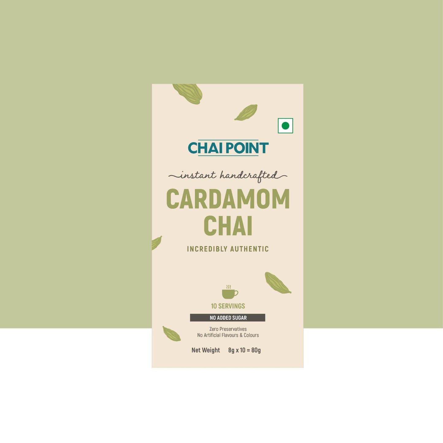 Instant Cardamom Tea Premix – No Sugar Added 10 Sachets (8g Each)