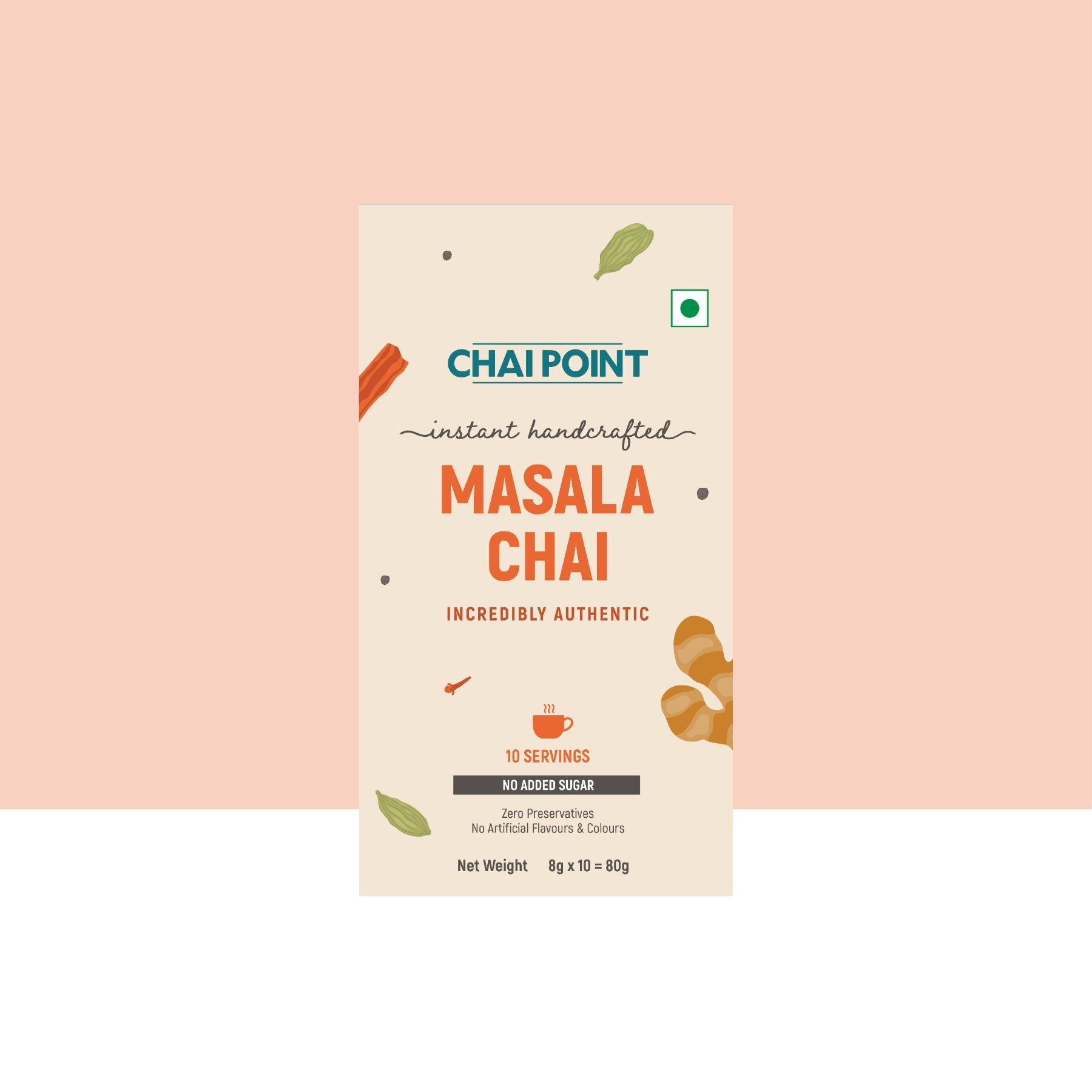 Instant Masala Tea Premix – No Sugar Added 10 Sachets (8g Each)