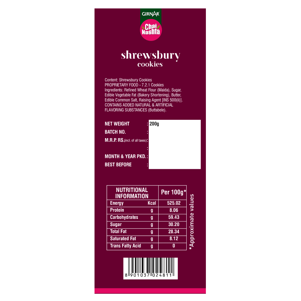 Chai Nashta - Shrewsbury Cookies 200g