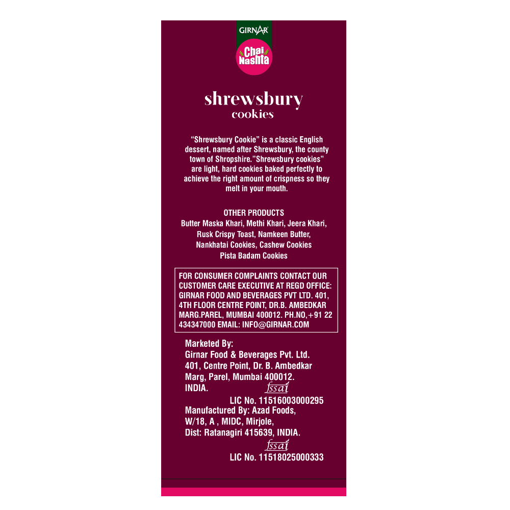 Chai Nashta - Shrewsbury Cookies 200g