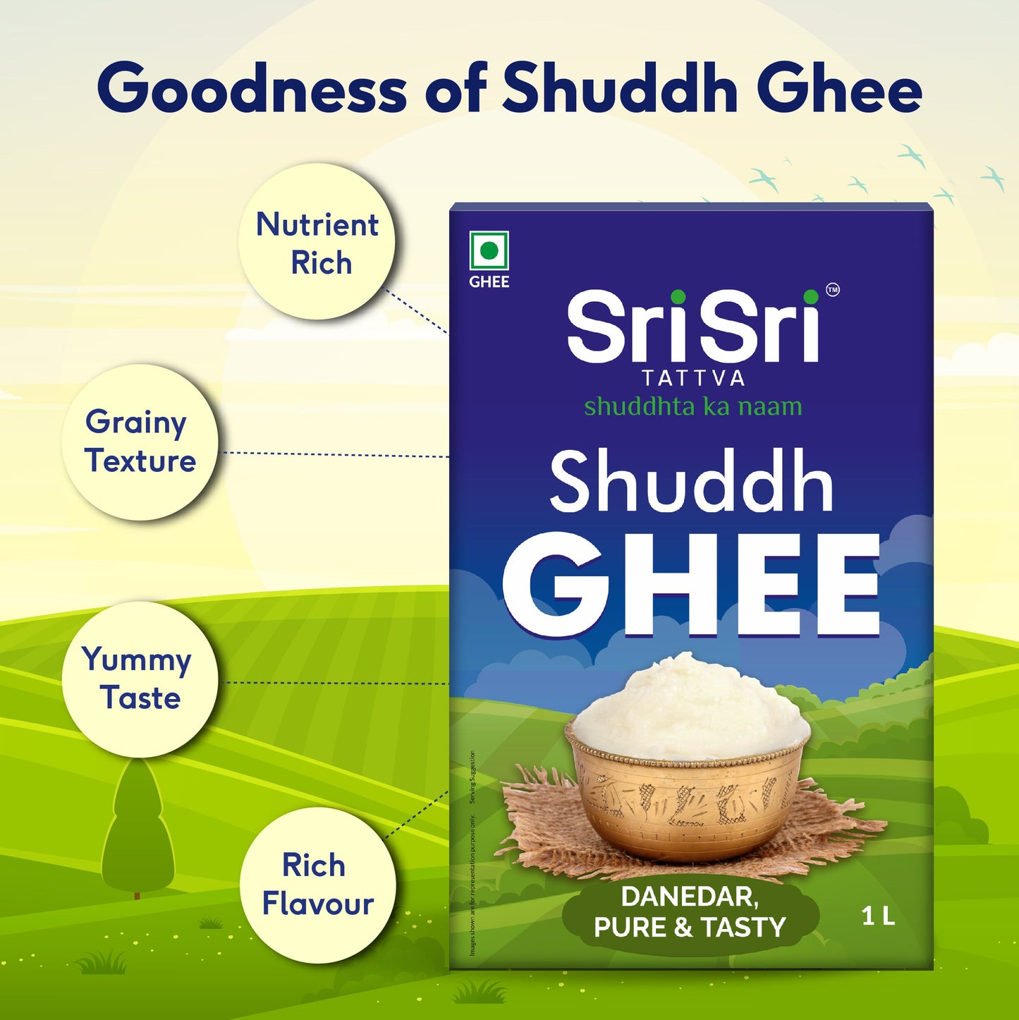 Shuddh Ghee - Danedar, Pure & Tasty, 1 L 1L