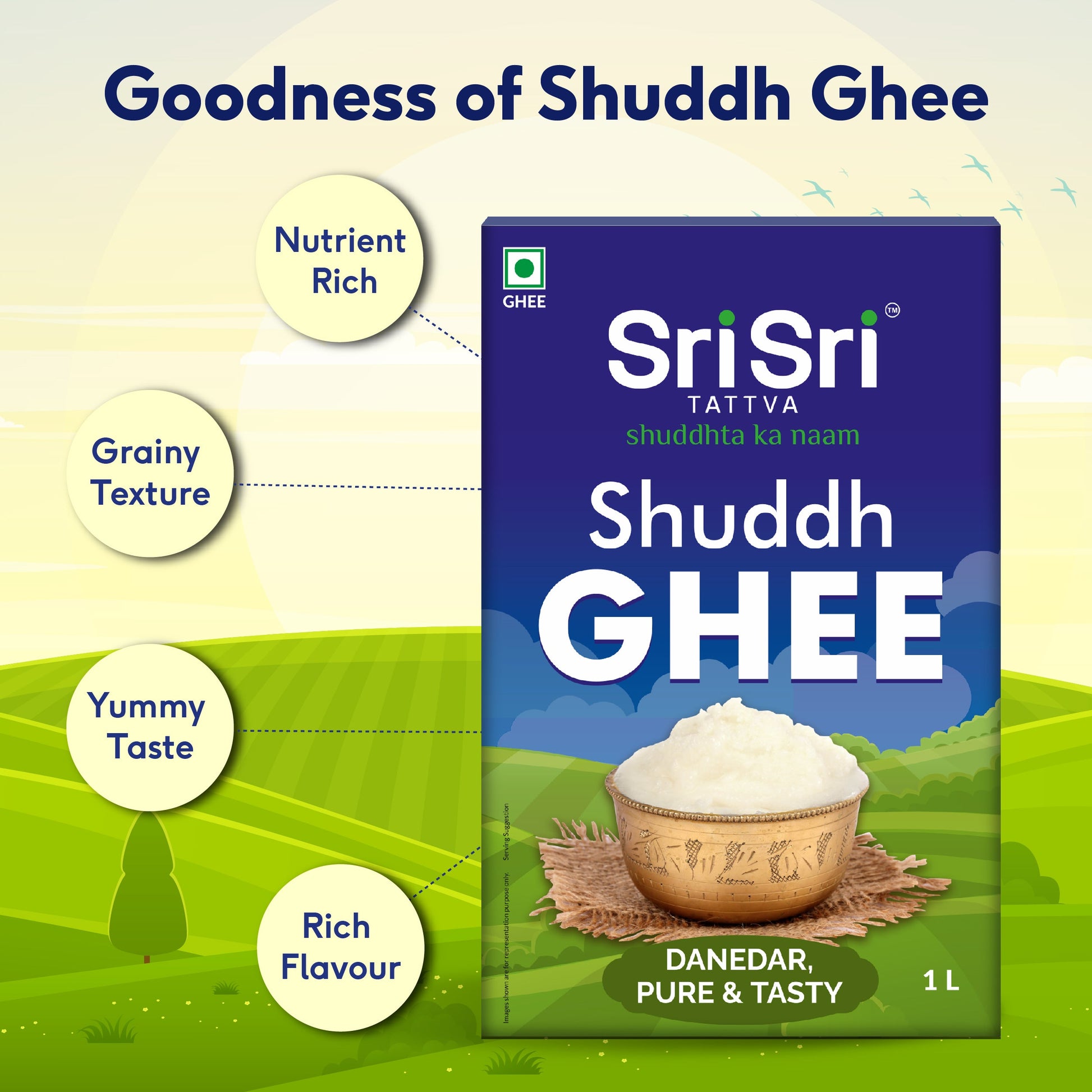 Shuddh Ghee - Danedar, Pure & Tasty, 1 L 1L