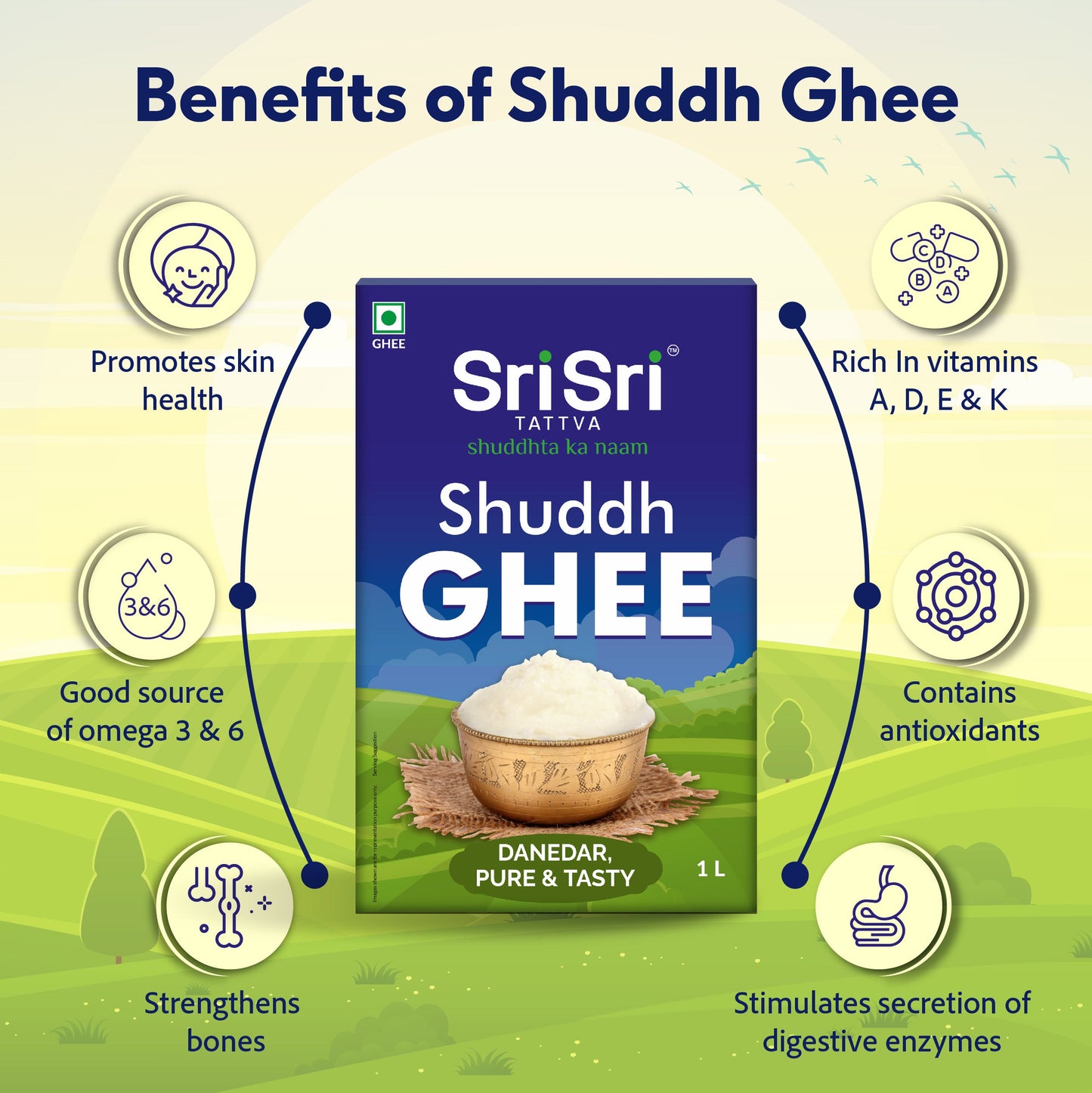 Shuddh Ghee - Danedar, Pure & Tasty, 1 L 1L