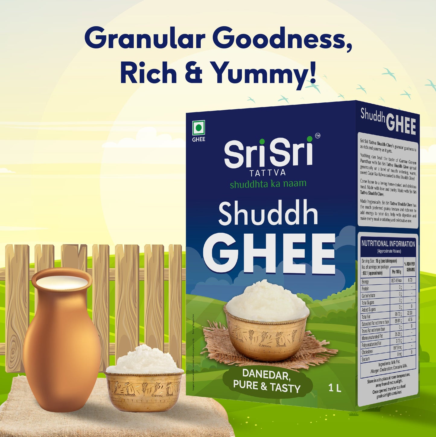 Shuddh Ghee - Danedar, Pure & Tasty, 1 L 1L