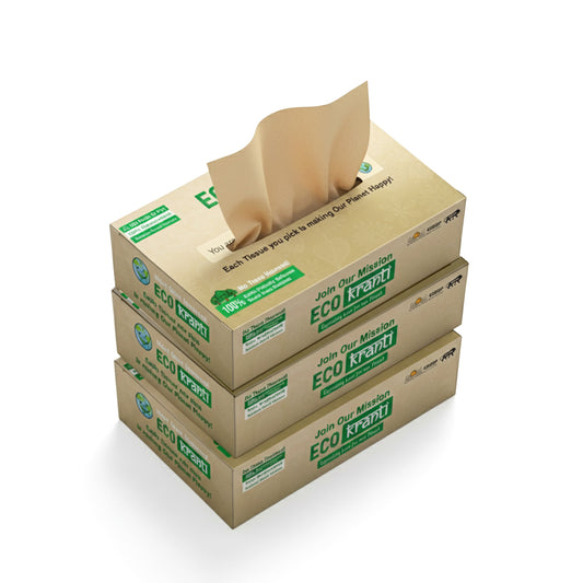 Eco Kranti - Bamboo Facial Tissue Paper Box | 100 Pulls x 3 Packs | Soft & Absorbent Face Tissues | Biodegradable, Compostable 100g