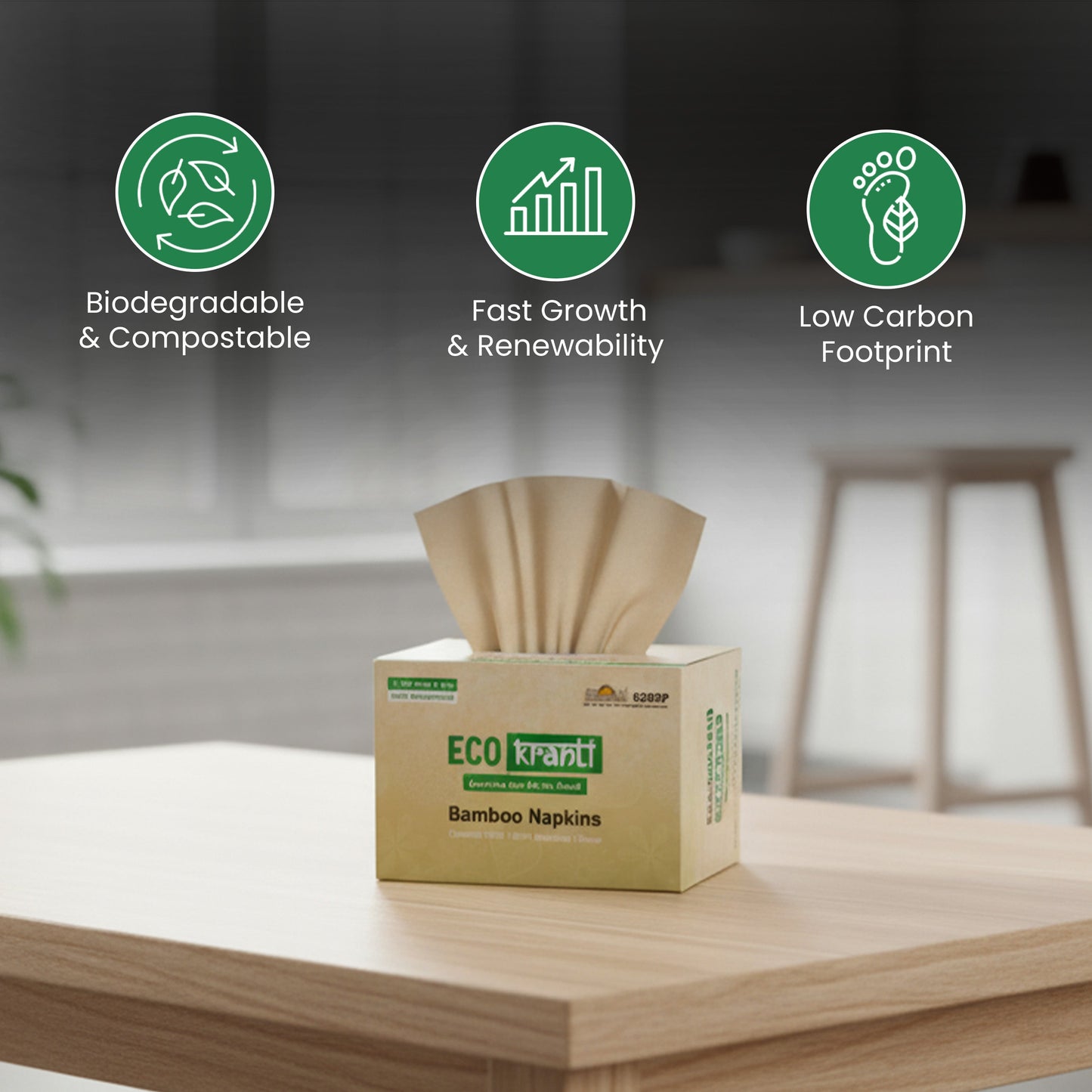 Eco Kranti – Bamboo Facial Tissue Napkins | 100 Pulls x 3 Packs | 100% Natural & Eco-friendly | Biodegradable, Compostable 100g