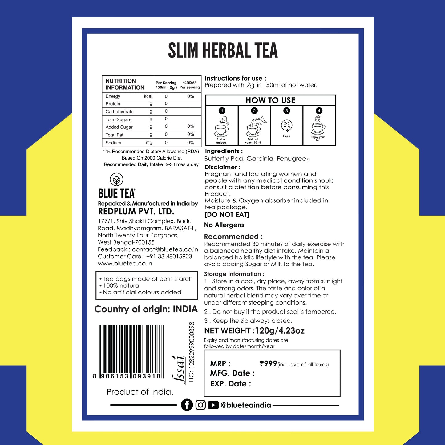 Slim Herbal Tea - 60 Tea Bags 60 Tea Bags