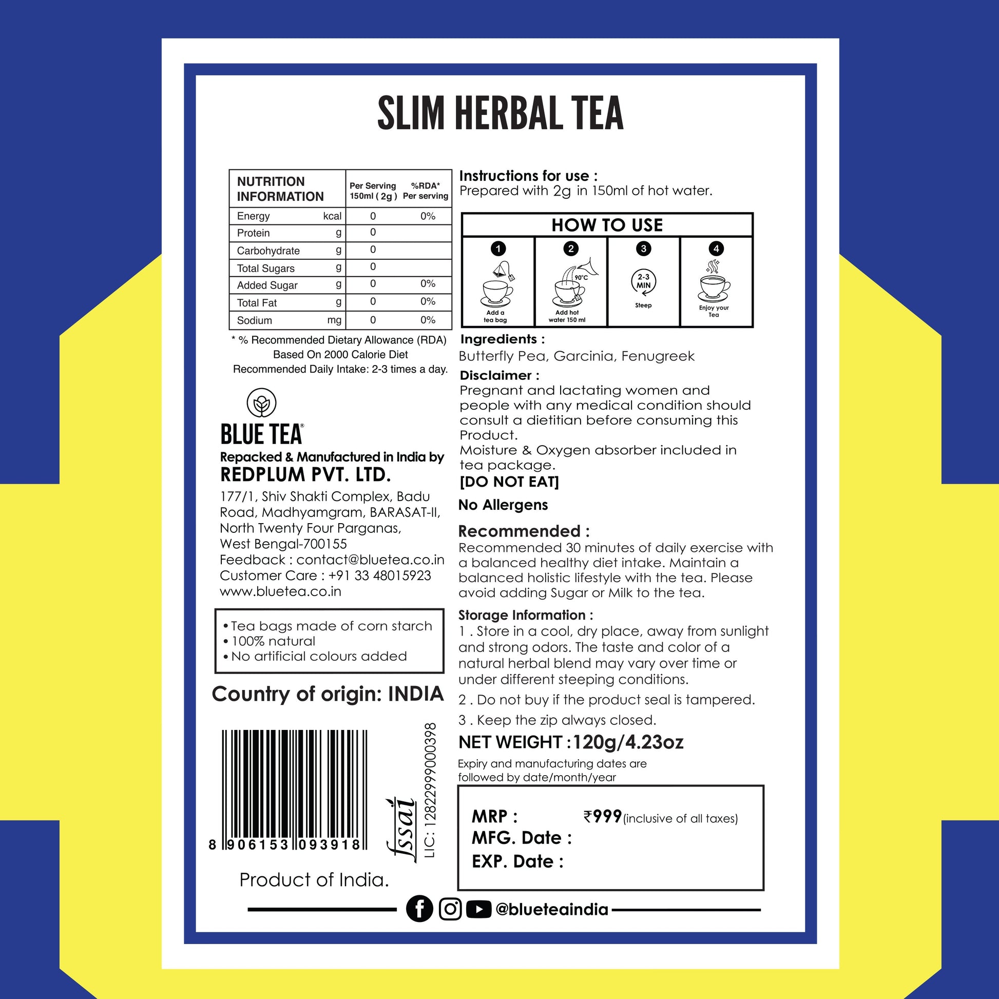 Slim Herbal Tea - 60 Tea Bags 60 Tea Bags