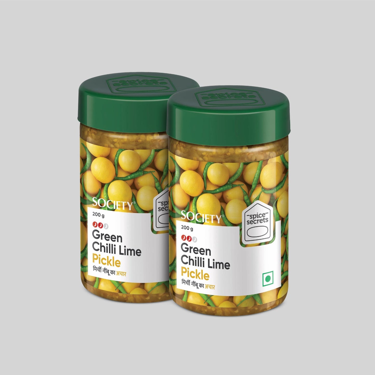 Green Chilli Lime Pickle - Pack of 2 200 g x 2